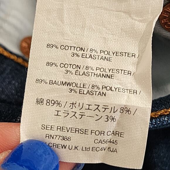 J. Crew Lookout High Rise Skinny Jeans Dark Wash Distressed Raw Hem 26 - Picture 7 of 7